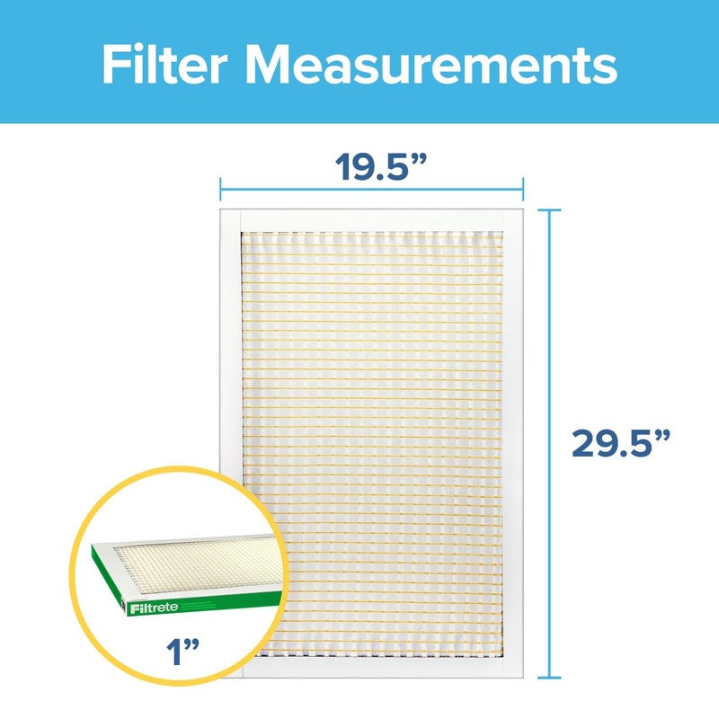 Filtrete 19.5x29.5x1 AC Furnace Air Filter, MERV 8, MPR 700, Tough on Pollen, Easy on Airflow, 3-Month Pleated 1-Inch Electrostatic Air Cleaning Filter, 4-Pack - Image 2